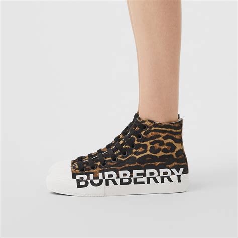 burberry logo detail leopard print and leather sneakers|Women’s Designer Sneakers .